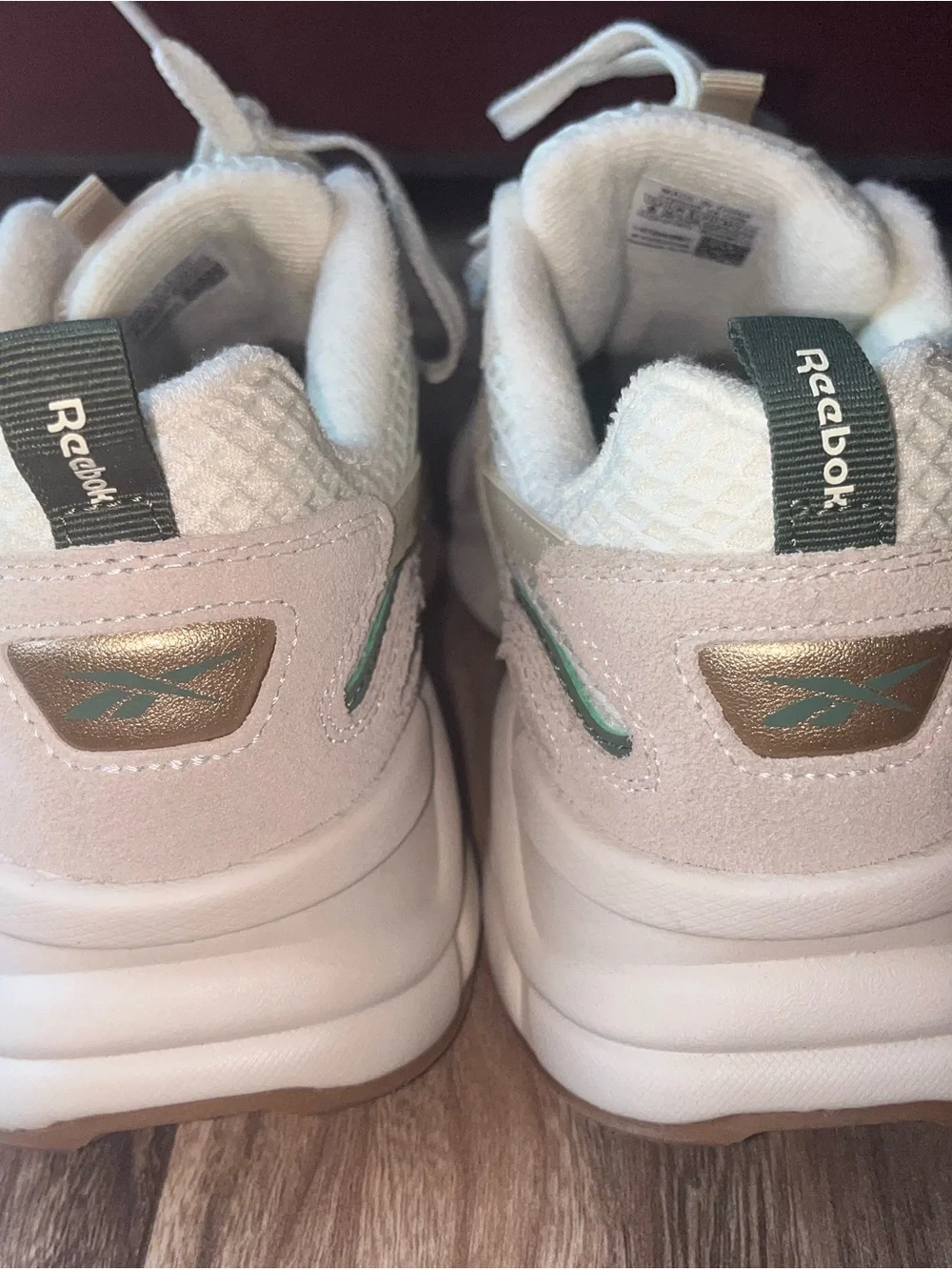 Reebok Women Sneakers in Cream and Green with Gum Sole